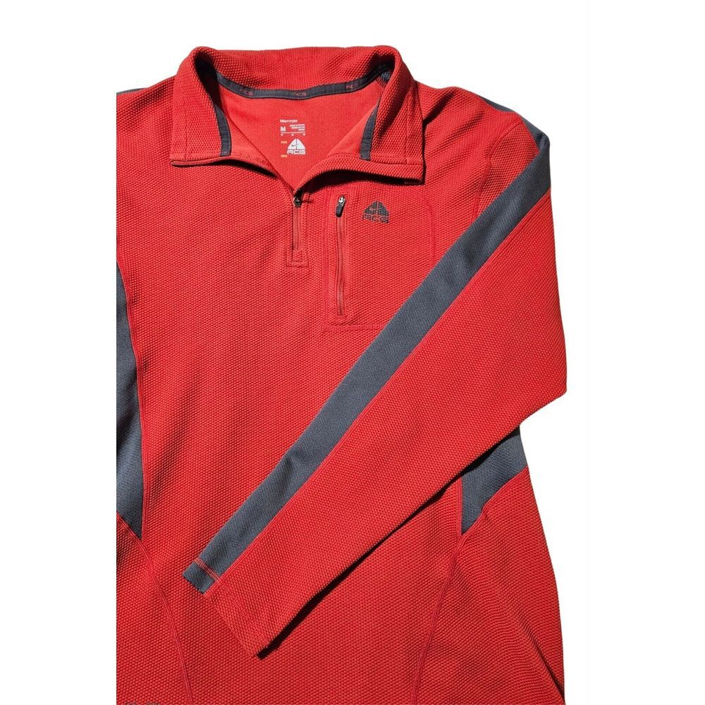 NIKE ACG Dri-Fit Men's 1/4 Zip Long-Sleeve Pullover M Red Gray
